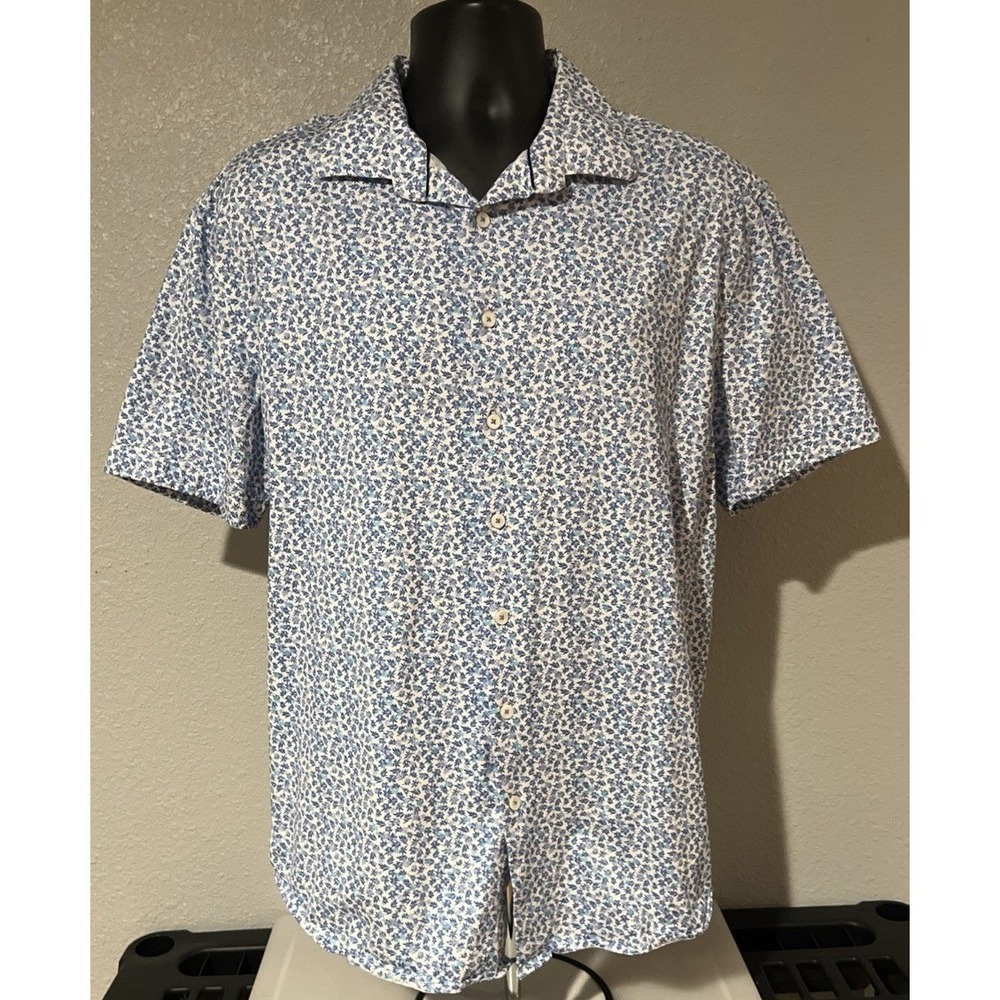 Bugatchi OoohCotton Tech Shirt Mens XXL Navy Excellent 8 Way Stretch Floral